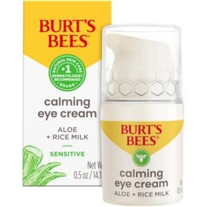 Burt’s Bees Calming Eye Cream With Aloe and Rice Milk, Moisturizes Without Causing Redness or Irritation, 98.7 Percent Natural Origin Skin Care, 0.5 oz. Bottle
