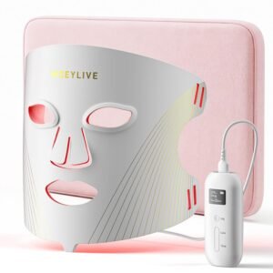 Red Light Therapy for Face Mask, Blue Light Therapy for Acne, Gifts for Women, Wrinkle LED Face Mask, 432 LED with Full Face Coverage & 3 Light Modes, Travel Bag for Home Use & Travel, pink