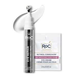 RoC Derm Correxion Retinol Eye Repair Dark Circle Cream Treatment with Niacinamide, Resveratrol, Proxygen for puffy eyes, wrinkles, and crow’s feet with Line Smoothing Eye Packette