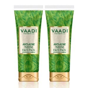 Anti-acne Neem Face Pack with Clove & Turmeric – Herbal Face Pack – ALL Natural – Paraben Free – Sulfate Free – Suitable for Both Men and Women – Good for All Skin Types (Oily, Glowing, Dry, Normal, Combination, Sensitive) – Value Pack of 2 X 120gms (8.5 Ounces) – Vaadi Herbals