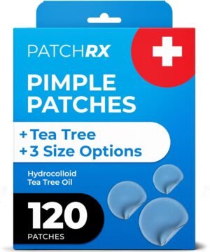PatchRx Pimple Patches for Face (120 Patches), Hydrocolloid Acne Patches with Tea Tree Oil, Pimple Patch Pimple Stickers – Hydrocolloid Patch Acne Dots – Acne Pimple Patches For Face – Zit Patches