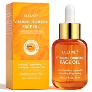 Vitamin C Turmeric Face Oil, Brightening & Hydrating Facial Oil, Nourishing & Anti-Aging with Jojoba Oil & Squalane for Dark Spots, Dry Skin, Wrinkles & Uneven Skin Tone, for All Skin Types, 1 Fl Oz