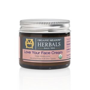 Organic Meadow Herbals Love Your Face Cream 2oz. USDA Certified Organic. Rich Facial Moisturizer for all skin types. Woman-owned & Operated Since 1994