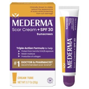 Mederma Scar Cream Plus SPF 30 – Advanced Scar Treatment, Protects from Sun Damage, Reduces Appearance of Scars from Acne, Burns, Surgery & Injury, 0.7 oz
