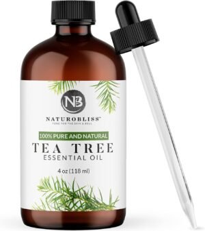 NaturoBliss Essential Oil with Glass Dropper – 100% Pure and Natural – Essential Oils for Diffuser, Aromatherapy, Soap and Candle Making, Tea Tree Essential Oil, Tea Tree Oil, 4 Fl Oz