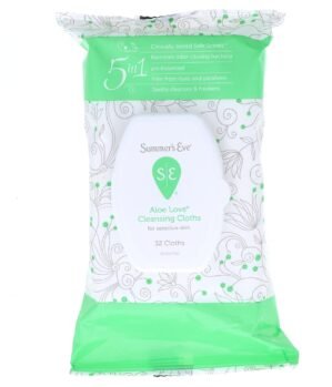 Summer’s Eve Aloe Love Gentle Daily Feminine Wipes, Removes Odor, pH balanced, 32 Count, (Pack of 2)