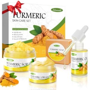 Silvercell Turmeric Skin Care Set Skincare Gift Sets for Women & Teen Girls, Facial Kit with Turmeric Soap, Oil, Cream & Scrub to Even Glow Tone & Hydration, Face Care Set Mothers Day Gifts