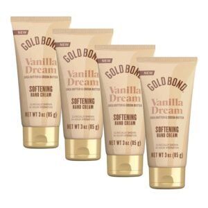 Gold Bond Vanilla Dream Softening Hand Cream Set, Luxurious Everyday Hand Cream with Shea Butter to Help Boost Skin Moisture and Cocoa Butter to Help Soften Skin, Warm Vanilla Dream Scent, 3 oz, 4 pk
