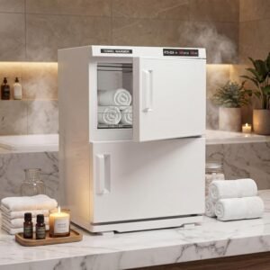 32L Hot Towel Warmer, Large Capacity Spa Towel Warmer with Double Cabinets, Professional Towel Warmer Cabinet with Clip & 2 Racks for Salon, Barber Shop, Massage, Facial