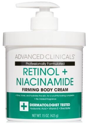 Advanced Clinicals Retinol Body Lotion, Firming & Anti-Aging Moisturizer for Crepey Skin, 15 Oz Retinol Face & Body Cream