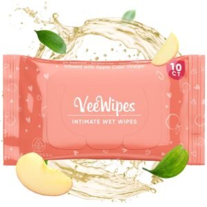 VeeFresh VeeWipes ACV (10pcs) – Apple Cider Vinegar Infused Wipes for Sensitive Vees- pH Balanced, Alcohol Free & Hypoallergenic Feminine Wipes for Women – Female Wipes for Maximum Hygiene