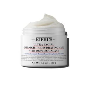 Kiehl’s Ultra Facial Overnight Hydrating Face Mask with 10.5% Squalane, Deeply Hydrates Skin & Strengthens Moisture Barrier, Treats Dryness & Flaky Skin, Paraben-free, Fragrance-free, All Skin Types