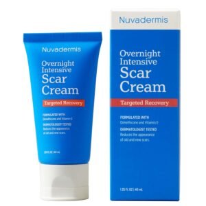 NUVADERMIS Overnight Intensive Scar Cream with Retinol, Allantoin, Vitamin E, Betaine – 1.35 Fl Oz PM Scar Cream Treatment for C-Sections, Keloids & Post-Surgery Care