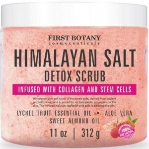 First Botany Body Scrub – Natural Exfoliating Salt Scrub & Body and Face Souffle helps with Moisturizing Skin, Acne, Cellulite, Dead Skin Scars, Wrinkles (Himalayan Salt)