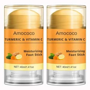 2Pcs Foot Cream Set, Turmeric & Vitamin C, Natural Hydrating Heel Stick Balm,Deeply Moisturize Soften, Repair, Smoothens Dry Cracked Skin, Feet Care for Women and Men, 1.41 oz