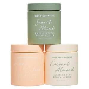 Body Prescriptions Exfoliating Body Scrub – Body Cleanser for Nourished, Ultra-Smooth Skin, Honey Citrus, Coconut Almond, and Sweet Mint