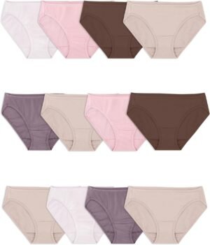 Fruit of the Loom Women’s Eversoft Cotton Underwear Multipacks, Tag Free & Breathable, Available in Plus Size