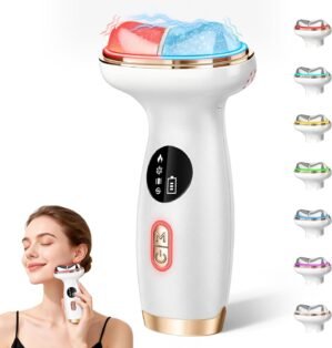 7-in-1 Cold Heated Facial Massager, Red Light Therapy for Face, Portable Microcurrent Facial Device, Cold Face Depuffer to Shaping and Reduce Swelling,Can Tightening Lifting Electric Gua Sha