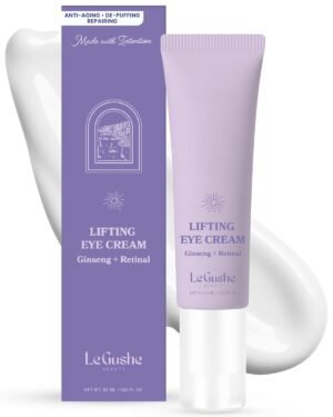 LE GUSHE Retinal Under Eye Cream – Anti Aging Retinol Eye Cream for Dark Circles and Fine Lines – With Ginseng and Niacinamide – Undereye Dark Circles Treatment (52 ml / 1.76 fl oz)
