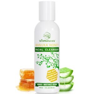 Wild Naturals Gentle Manuka Honey Face Wash – Eczema Facial Cleanser with Aloe Vera Extract, Hydrating & Soothing for Dry, Sensitive Skin – Repairs & Nourishes Irritated & Damaged Skin
