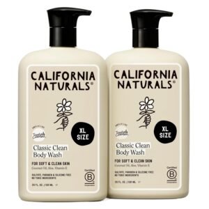 California Naturals Classic Clean Toasted Coconut Body Wash 2-Pack, Coconut Oil, Shea Butter & Aloe, Naturally Scented, Sulfate, Paraben & Silicone Free, 20 oz