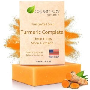 Turmeric Soap Bar for Face & Body – Handmade with Organic Shea Butter, Chamomile, Calendula – Gentle, Non-Drying Natural Face Wash for Sensitive Skin, All Skin Types, Made in USA 4.5 oz