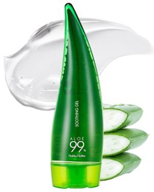 Holika Holika Aloe 99% Soothing Gel, 8.5 Ounce, 250ml – No Sticky 99% Aloe Vera Sunburn Relief – Moisturizing, Fast Absorbing for Face, Skin, Body&Hair
