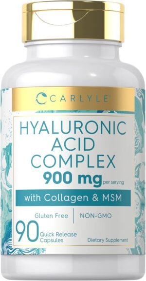 Carlyle Hyaluronic Acid Complex 900 mg | with Collagen and MSM | 90 Capsules | Non-GMO, Gluten Free Supplement