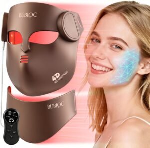4D Wireless Red Light Therapy for Face and Neck with 400 LEDs,8+1 Color Light Therapy Mask with NIR, 850nm Red Light Therapy Mask, 4000mAh Rechargeable Led Face Mask Remote Control for Home & Travel