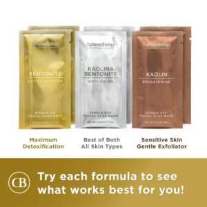 California Biology Clay Face Mask – 6 Count Variety Pack, Deep Pore Facial Masks | Kaolin Clay Powder & Calcium Bentonite Clay Skin Detox Treatment, Organic Face Mask for Women, Natural Cleaning Masks