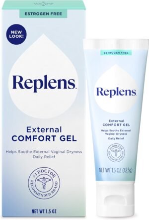 Replens External Comfort Gel for Vaginal Dryness, Fragrance Free Daily Comfort Gel, Hormone-Free, 1.5 oz