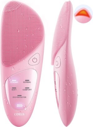 COSLUS JMY05 Facial Cleansing Brush Silicone Face Scrubber: Waterproof Rechargeable Face Wash Brush, 4 Cleansing Modes, Electric Face Exfoliator for Men Women Cleaning, Exfoliating, Massaging