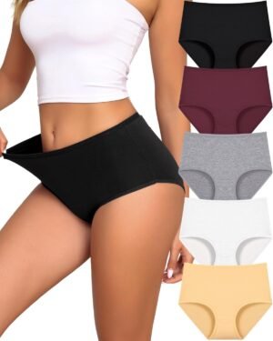 UNDER THE SEA Cotton Underwear for Women High Waisted Full Coverage Soft Briefs Plus Size Women’s Panties XS-XXXL 5 Pack