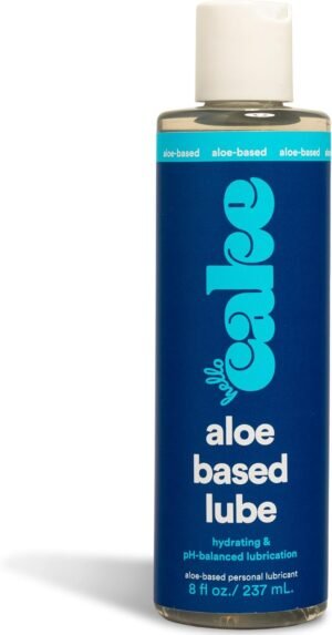 Hello Cake Aloe-Based Personal Lubricant – Hydrating, Hypoallergenic, pH-Balanced, Non-Sticky, Condom Compatible, for Men, Women, & Couples, 8 fl oz