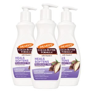 Palmer’s Cocoa Butter Formula Daily Skin Therapy Fragrance Free Lotion for Dry Skin, Unscented Body Lotion, Pump Bottle, 13.5 Fl Oz (Pack of 3)