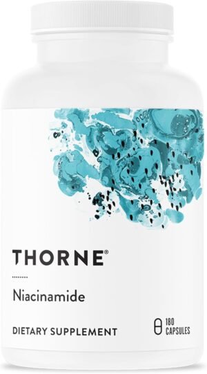 THORNE – Niacinamide – Non-Flushing Form of Vitamin B3 – Supports Skin Health & Provides Cellular Protection* – Niacin Supplement – Third-Party Certified – Gluten, Dairy & Soy-Free – 180 Capsules