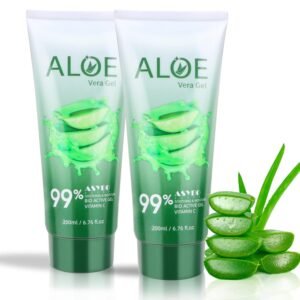 200×2 ML Aloe Vera Gel – 99% Organic Pure Aloe Vera Hydrating Face & Body Moisturizer, Natural Aloe Cream for Dry Skin, Sunburn, Acne, Soothing & Moisturizing