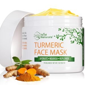 Wild Naturals Turmeric Clay Face Mask for Acne & Dark Spots – Gentle, Soothing Mask with Vitamin E for Men & Women – Natural Clay Mask for Clear Skin