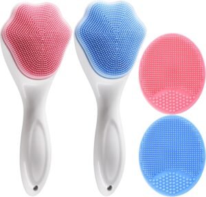 Silicone Face Scrubber and Exfoliator Brush – Facial Cleansing Brush for Blackhead, Acne, Pore, Cradle Cap – Deep Cleaning Skin Care 4 Pack