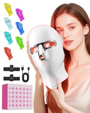 Red Light Therapy for Face-LED Light Therapy Mask Skin Care Mask,Cordless LED Face Mask face & Neck Red & Infrared Lights Masks Wavelength,USB C Rechargeable for Home Use Working Travel Yoga (silver)