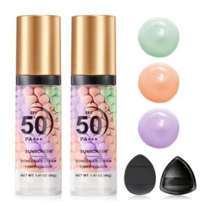 2PCS Color Correcting Face Primer, Oil Control Primer for Face Before Makeup, SPF 50 PA+++ Sunscreen Isolation Cream Moisturizing Makeup Primer