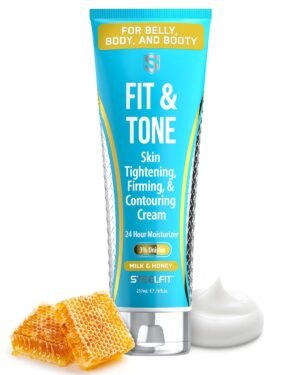 SteelFit Firming Body Lotion – Contouring & Skin Tightening Cream for Body – Firm & Tone Cellulite Remover for Legs Belly & Saggy Skin – Nourishing & Soothing with Shea & Cocoa Butter – Milk & Honey