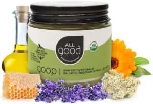 All Good Goop Organic Skin Care Recovery Balm – All Purpose Ointment w/Calendula, Lavender, Beeswax – Chafing Cream, Dry Skin Salve, Cracking Lip Moisturizer – Soothes, Hydrates & Calms – 2oz