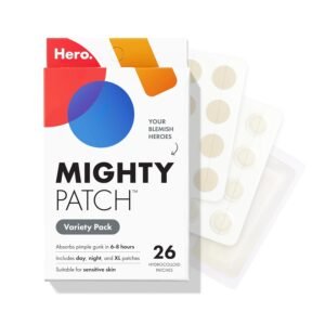Mighty Patch™ Variety Pack from Hero Cosmetics – Hydrocolloid Acne Pimple Patches for Covering Zits and Blemishes, Spot Stickers for Face and Skin, Korean Skin Care, 26 ct