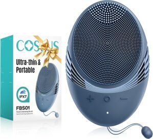COSLUS FBS01 Facial Cleansing Brush Face Scrubber: Portable Silicone Waterproof Rechargeable Face Wash Brush, 5 Cleansing Modes, Electric Deep Cleaning for Men & Women, Removing Blackhead Exfoliating