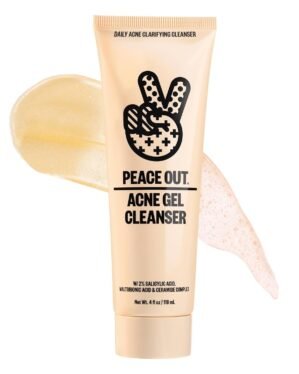 PEACE OUT Acne Gel Cleanser, With 2% Salicylic Acid for Breakouts, Blemishes & Blackheads, Daily Face Wash with Ceramides to Unclog Pores, Support Skin Barrier (4 fl oz)