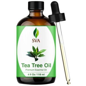 SVA Tea Tree Essential Oil – 4 Fl Oz – 100% Natural Tea Tree Oil – for Diffuser, Hair Care, Face, Skin Care, Aromatherapy, Scalp and Body Massage, Soap and Candle Making – with Dropper