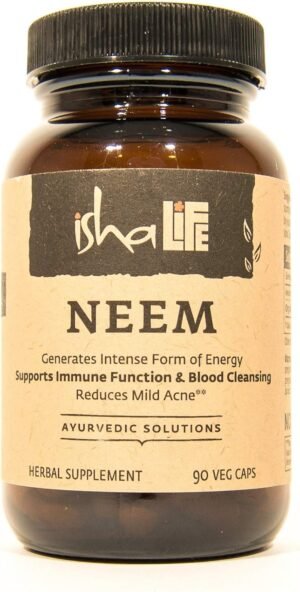 ISHA Organic Neem Supplement — Natural Ayurvedic Herbal Cleanser and Purifier: Boosts Immunity – 90 Vegetarian Capsules, 900 mg Each