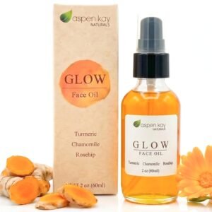 Aspen Kay Naturals Glow – Turmeric & Rosehip Face Oil, Natural & Organic Face Moisturizer with Turmeric, Camellia, Sea Buckthorn and Chamomile – Facial Serum – 2 oz