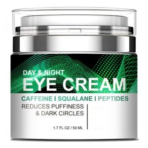 Grospe Caffeine Eye Cream for Puffiness and Bags Under Eyes Daily Anti-Wrinkle Cream Collagen Peptide Eye Cream Day and Night Reduce The Look Of Aging Line Smoothing Skin Care 1.7 FL OZ,1 Pack
